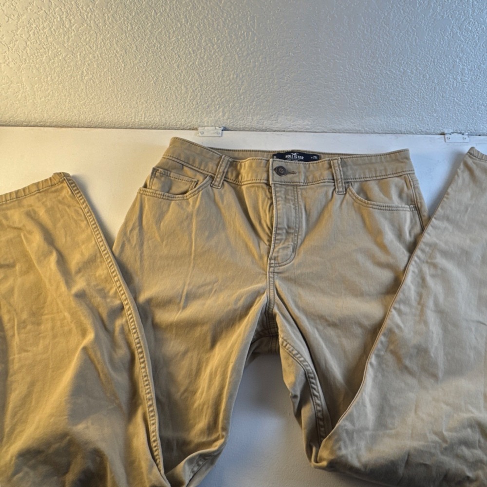 Hollister Mens Super Skinny Twill Casual Pants Beige 29x30 Classic Stretch